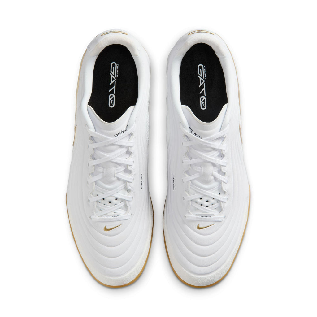 Nike Tiempo Reactgato IN Indoor/Court Low-Top Soccer Shoes - White/Metallic Gold