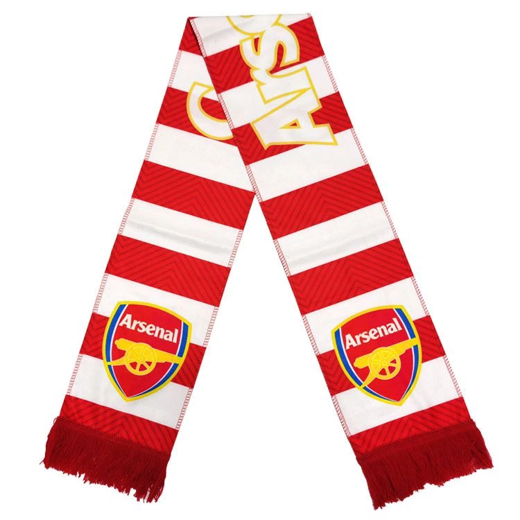 Arsenal FC Fan Scarf Red White Striped Tassel