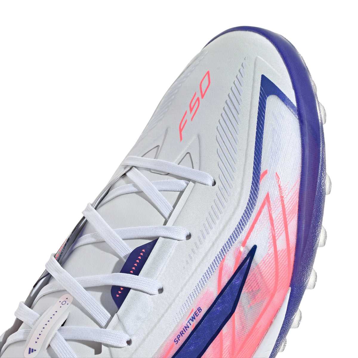 adidas F50 Hyperfast Pro TF Turf Soccer Cleats - Cloud White / Solar Purple / Solar Turbo